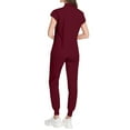 thumbnail image 3 of Women's Short Sleeve Pocket Top & Pants 2-Piece Work Set - Soft Polyester Nursing Uniform, Comfortable Healthcare Scrub Outfit for Daily Casual Workwear Red S, 3 of 4