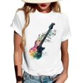 thumbnail image 2 of NAMTYQX Womens Blouses Muster Short Sleeve Print Breathable Relaxed Fit Plus Size Basic Stretchy Crewneck Womens T Shirts Cyan Size 4XL, 2 of 5