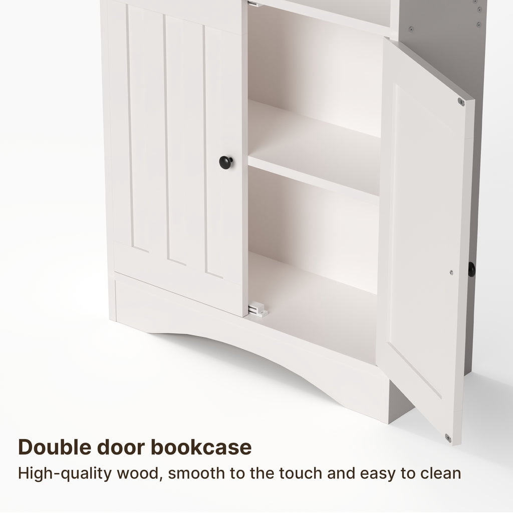Aiho 71" H Bookcase, 6-Shelf Bookcase with Adjustable Shelves & Doors for Home Office, Living Room, Bedroom - White