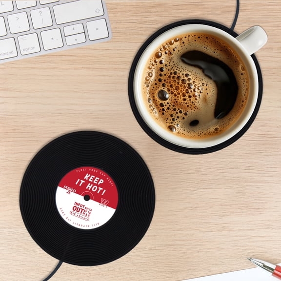 Gift Republic Vinyl Mug Warmer – USB Powered Retro Vinyl Record Cup Warmer for Coffee, Tea & Hot Chocolate, Desk Accessory for Home & Office