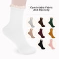 thumbnail image 5 of Women Socks Lace Ruffle Frilly Turn Cuff Casual Ankles Socks Vintage Lovely Double Needle Lady Socks 3Pairs ﻿, 5 of 7