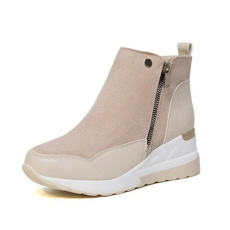 

2023 spring new wind high top women s shoes thick sole side zipper casual sports women s shoes