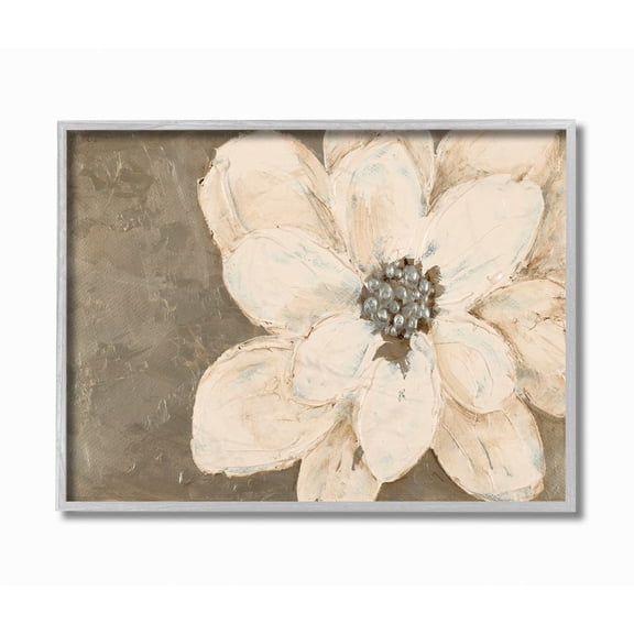 Stupell Industries Abstract Gold Silver Flower Collage Painting Gray Farmhouse Rustic Framed Giclee Texturized Art by Lanie Loreth