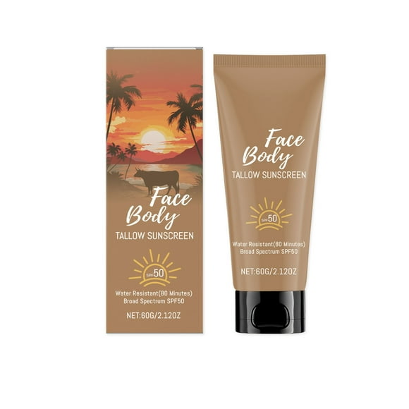 Sunscreen Tallow Beef Tallow For Skin Fed Beef Tallow 5O Non Greasy Water Natural Unscented Formula For Sensitive Skin Summer Outdoor Anti