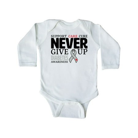 

Inktastic Support Care Cure- Never Give Up- Diabetes Awareness Gift Baby Boy or Baby Girl Long Sleeve Bodysuit