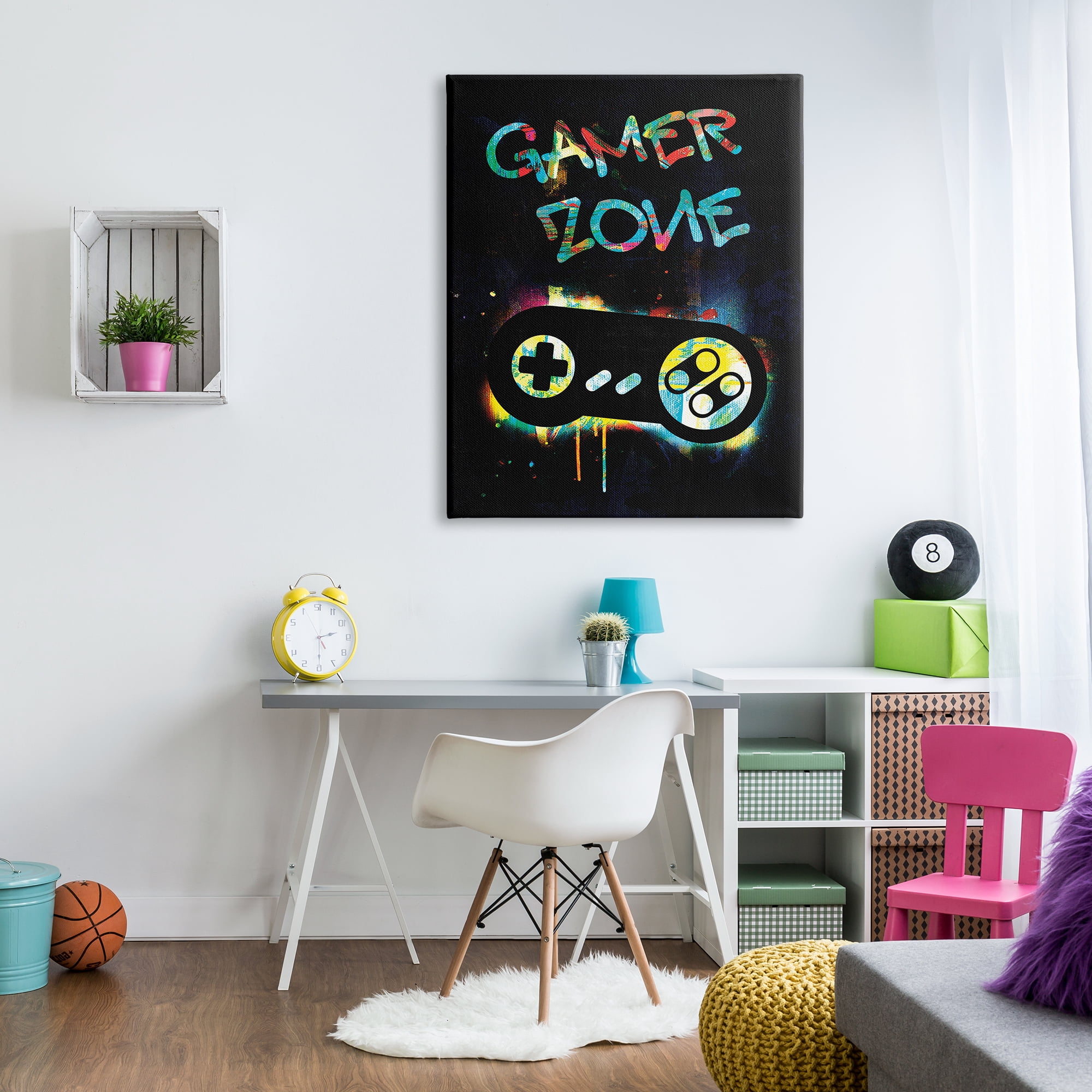 Stupell Industries Gamer Zone Vintage Controller Neon Paint Splatter Graphic Art Gallery Wrapped Canvas Print Wall Art, Design by Victoria Barnes