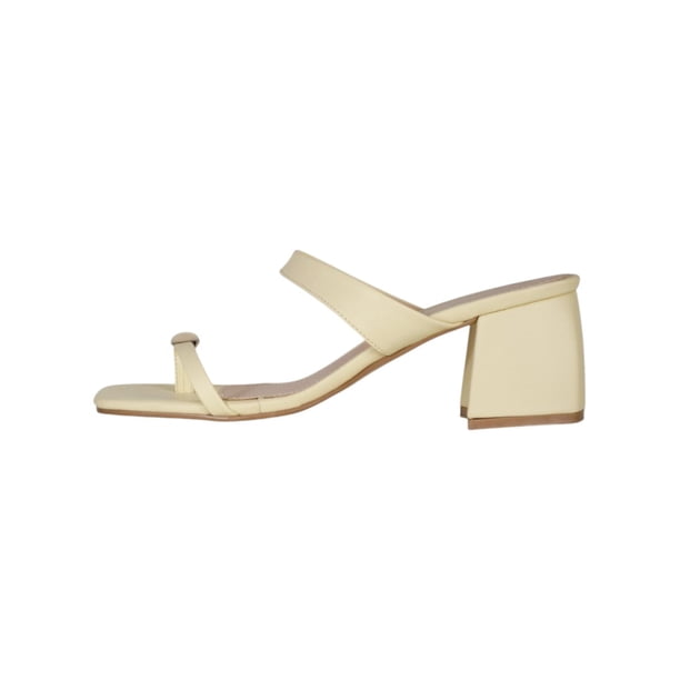 Sandalia con tacón Milley en Piel vegana – Amarillo