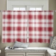 thumbnail image 4 of Red Checkered Semi Sheer Curtains 54 Inch Length 2 Panels Set, Red White Plaid Farmhouse Sheer Kitchen Curtain Privacy Voile Window Curtain for Living Room Bedroom Rod Pocket Drapes, 4 of 7