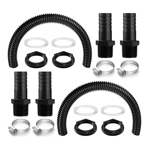 2 Rain Butt Connection Set 25 mm Connector with HoseClamps IBC for Rainwater (50 cm)