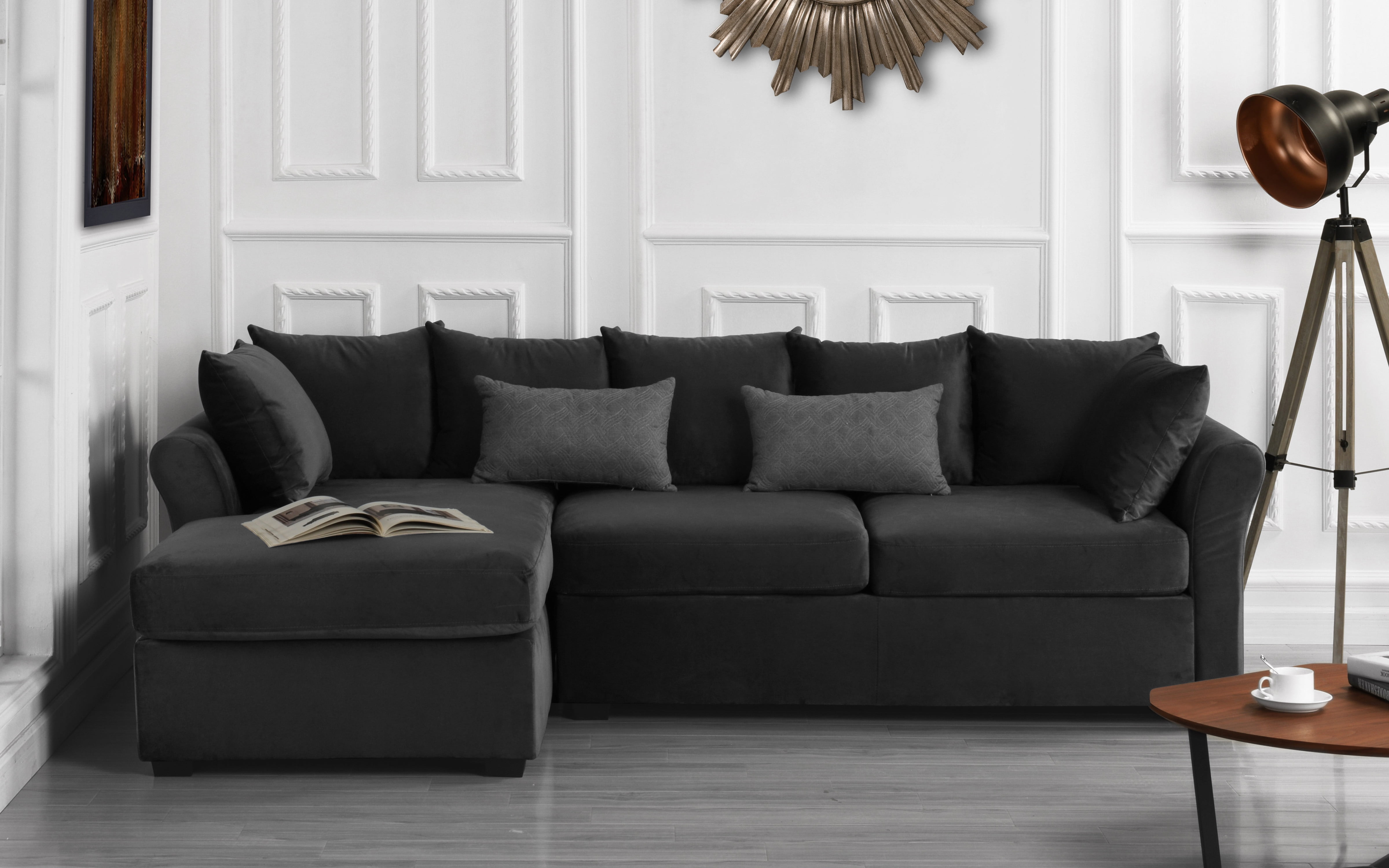 Black and grey sofa