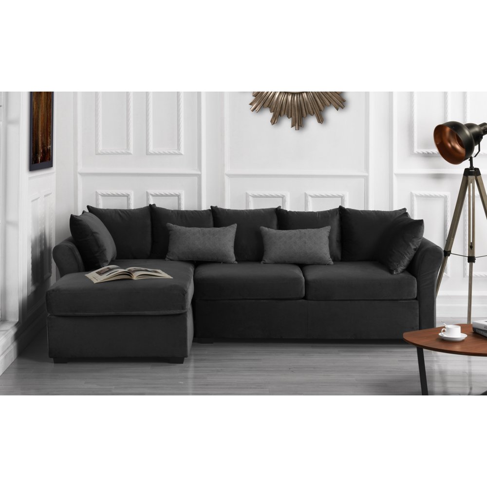 Classic LShape Couch Large Velvet Sectional Sofa with Extra Wide