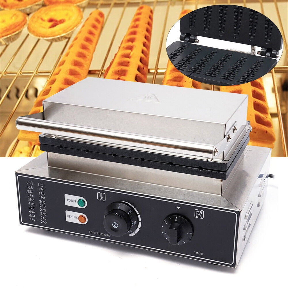110V Waffle Making Machine Silver Waffle Maker Non-Stick Waffle Making Machine for Fast Food Restaurants
