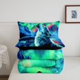 thumbnail image 5 of Manfei Dreamy Northern Lights Twin Comforter Sets,Wild Wolf Bedding Set,Blue Green,Black Reversible,2-Piece,1 Comforter and 1 Pillowcase, 5 of 7
