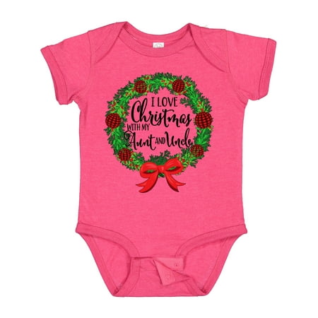 

Inktastic I Love Christmas with My Aunt and Uncle Wreath Boys or Girls Baby Bodysuit