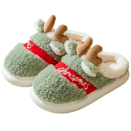 

Christmas Slippers Unisex Cartoon - Nonskid Elk 3D Winter Slippers Fluffy Slides