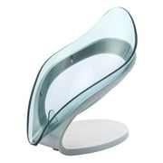 Soap Holder - Not Punched Leaf Shape Soap Box - Self Draining Soap Holder with Draining Tray for Shower Gray