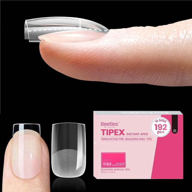 Puntas para uñas con forma de escarabajos Tipex Instant Apex, extracortas, cuadradas, 192 unidades