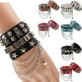 thumbnail image 2 of DIEZI Black PU Leather Cuff Wristband Bracelet Goth Gothic Punk Tassel Chain Bracelets For Women Men Armbands Cosplay Jewelry, 2 of 20
