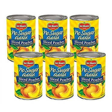 DEL MONTE No Sugar Added Yellow Cling Sliced Peaches, Canned Fruit, 6-Pack, 14.5 oz Can