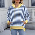 thumbnail image 2 of Ashirexll Hoodies for Women, Oversized Hoodies for Women, Ladies' Long Sleeve Hoodies with Pockets Fashion Striped Sweatshirts Pullover for Fall, 2 of 7