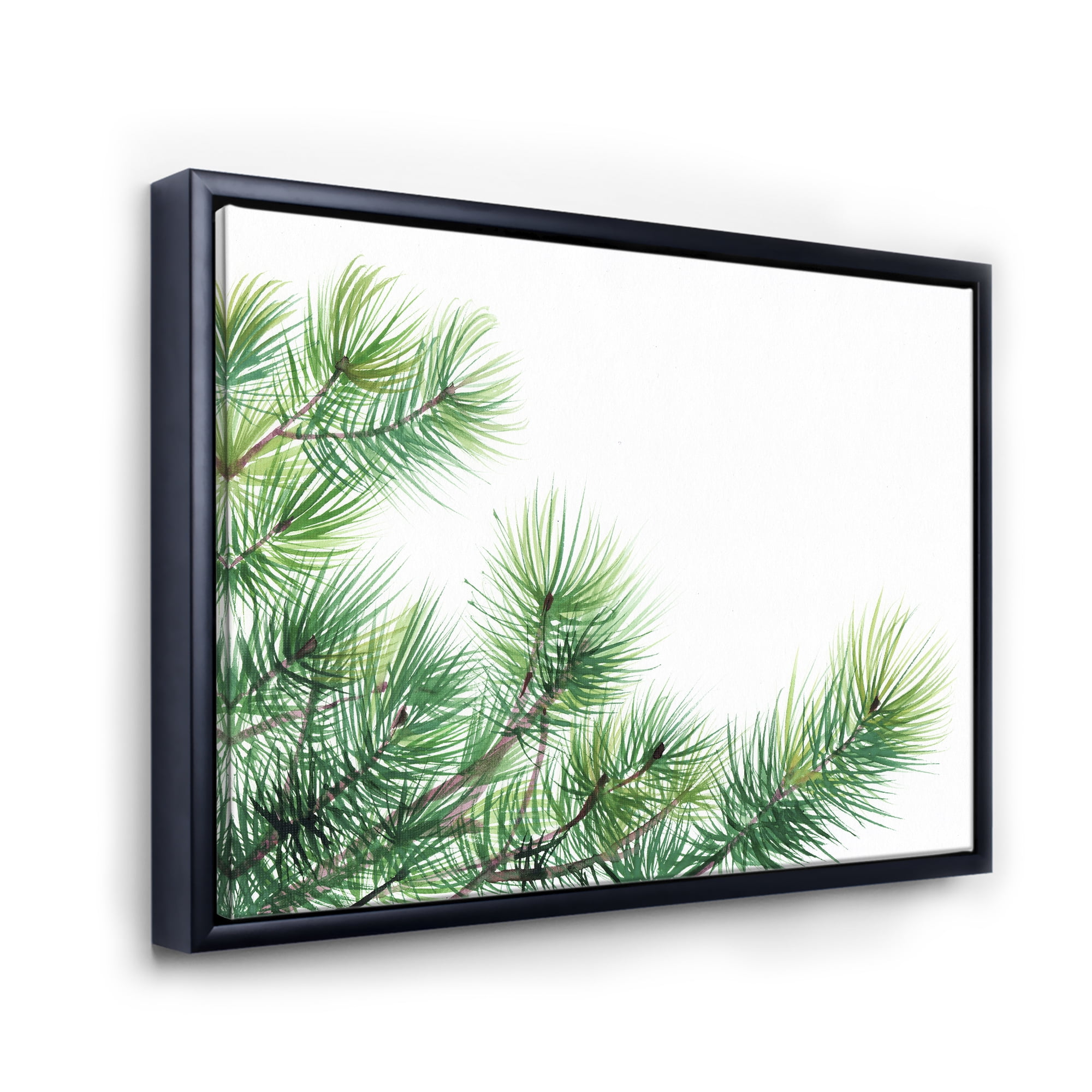 Designart 'Close Up Pine Tree Branches' Traditional Framed Canvas Wall Art Print