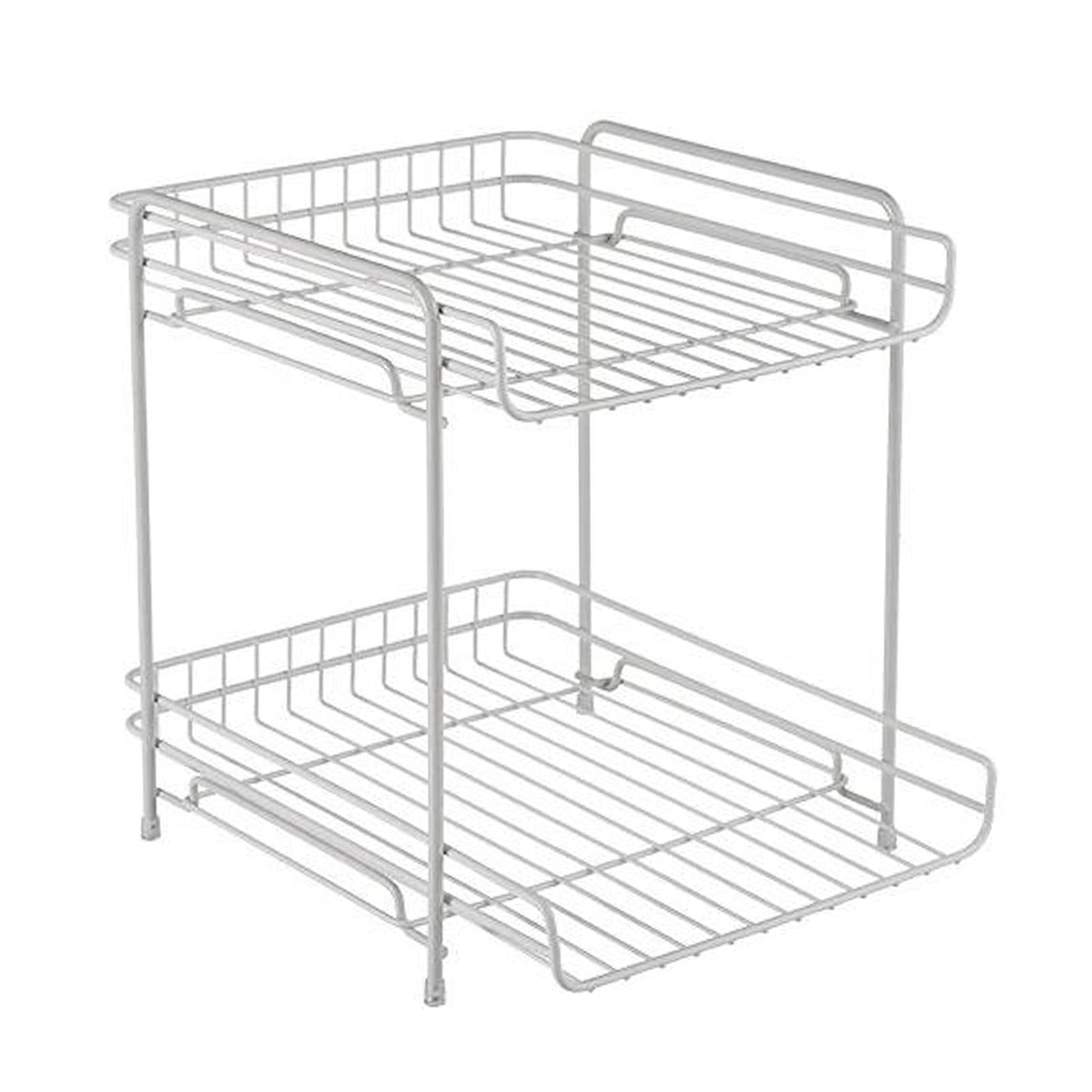 Fiocias Cabinet Organizer Spice Rack Display Shelf Mesh 2 Saving Multipurpose Under Sink White