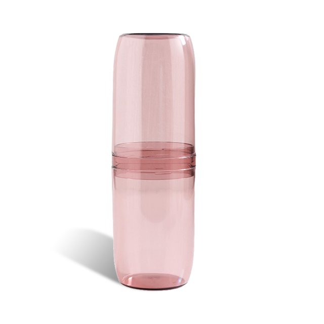 Yuarrent Estuche para cepillos de Recipiente portátil para de Plástico sanitario a prueba de polvo diario Soporte simple para Almacenamiento y organización del hogar dos tazas-rosa Yuarrent HA028212-02