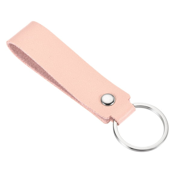 Uxcell Circle Keyring PU Ornament Key Holder Lanyard Leather Keychain, Pink