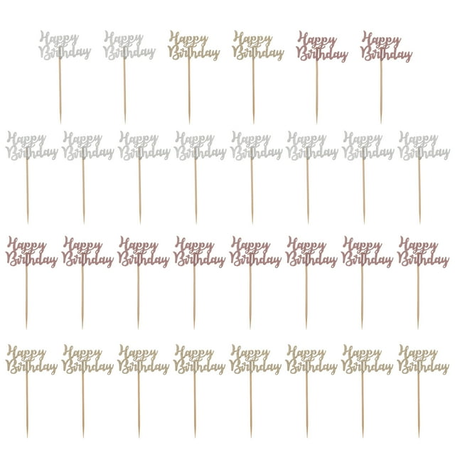 Birthday Cake Topper Cupcake Happy Picks Glitter Party Toppers