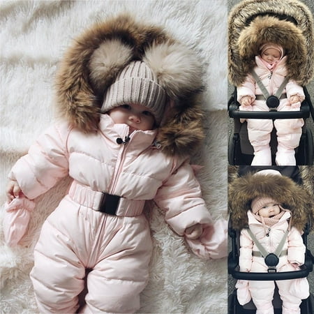 

Tejiojio Baby Boy Girls Soft Cotton Clearance Winter Infant Romper Jacket Hooded Jumpsuit Warm Thick Coat Outfit