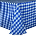thumbnail image 1 of Ultimate Textile (3 Pack) 60 x 120-Inch Oval Polyester Gingham Checkered Tablecloth - for Picnic, Outdoor or Indoor Party use, Royal and White, 1 of 3