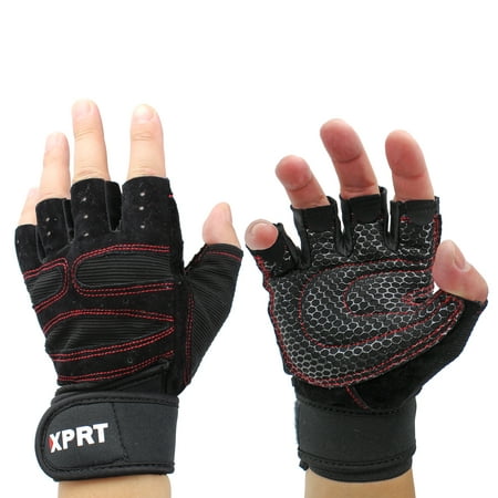 XPRT FITNESS Padded Weight Lifting Gloves with Built-in Wrist Support Wraps, Cross Training & Gym Gloves, Great for Pull Ups, Strength Training, WODs, Best for Men & Women, (Best Gym Trainer App)