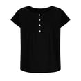 thumbnail image 6 of Olyvenn Womens Summer Babydoll Blouses Plus Size Tops Cotton Linen T Shirt Casual Loose Oversized Shirts Beach Vacation Boho Top Black XXL, 6 of 7