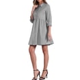 thumbnail image 4 of Vestido de camisa para mujer INSPIRE CHIC de manga 3/4, con botones, mini vestido gris M, 4 of 6