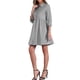thumbnail image 4 of Vestido de camisa para mujer INSPIRE CHIC de manga 3/4, con botones, mini vestido gris M, 4 of 5