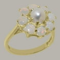thumbnail image 2 of LBG British Made Real Solid 10k Yellow Gold Cultured Pearl & Opal Womens Engagement Ring - 33 size options - Size 6.25, 2 of 6
