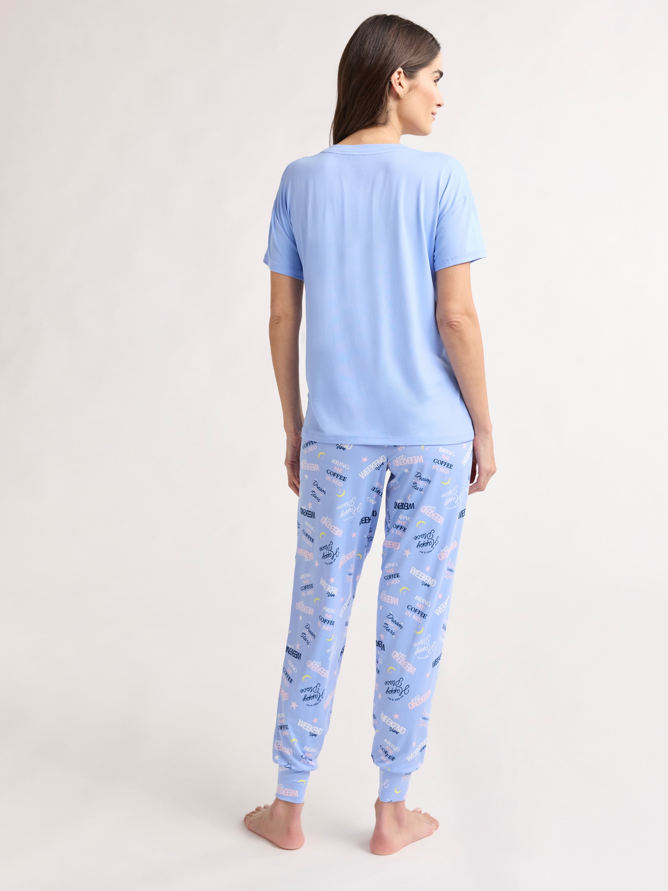 Joyspun Women's and Women’s Plus Sleep Tee and Joggers Pajama Set, 2-Piece, Sizes XS to 3X