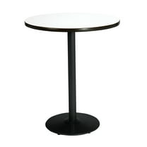 KFI Studios Mode 2.5' Round Bistro Table, Crisp Linen, Black Base