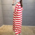 thumbnail image 3 of Style Coréen Printemps Été Simple Rétro Ample Rayé Impression Lettre Longue Robe Chemise Noire m, 3 of 5