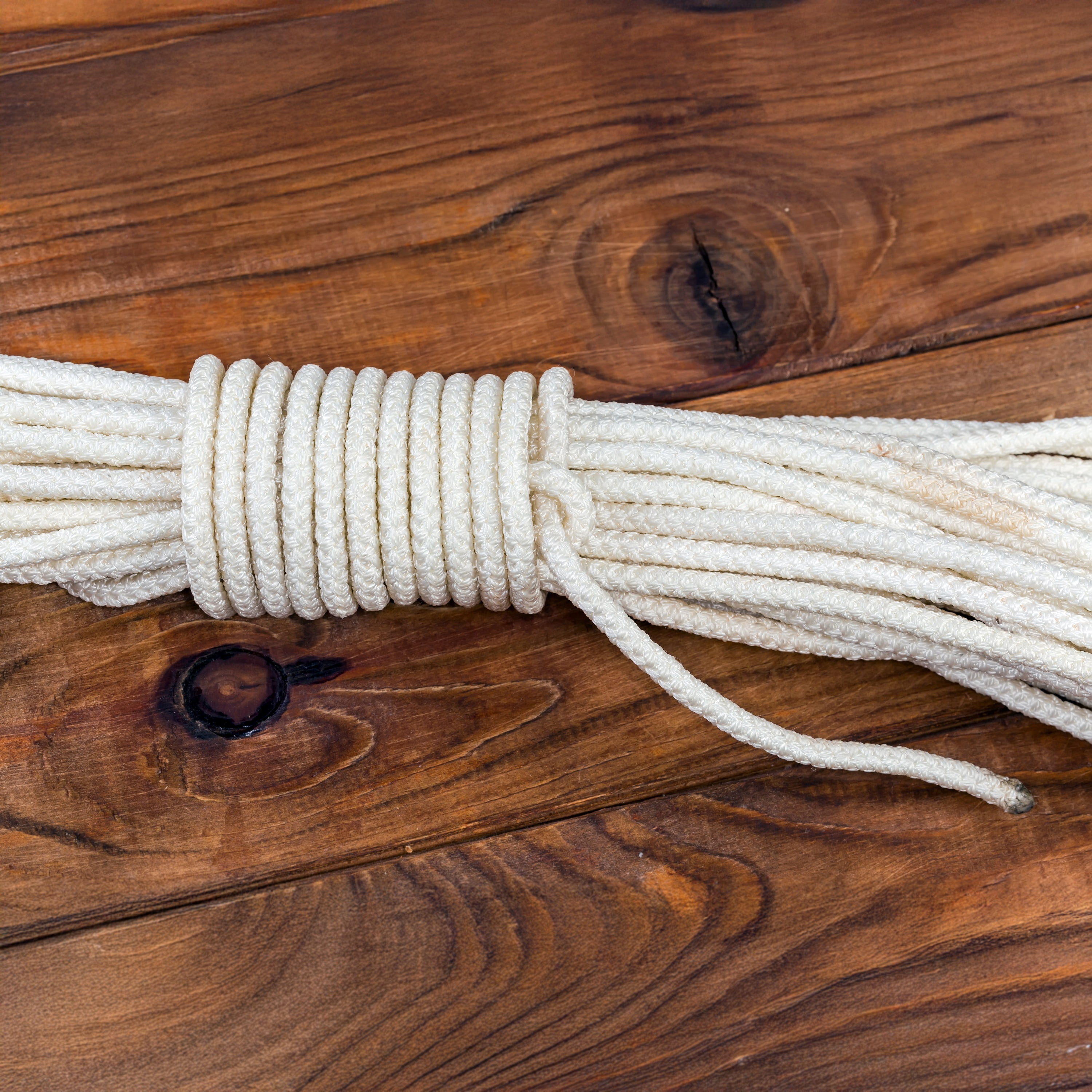 Hyper Tough 3/16" x 50' Nylon Blend Diamond-Braided Rope with Storage Winder, White