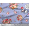 thumbnail image 2 of Soimoi Tissu en Coton Cambric Imprimé Feuilles & Roses au Mètre 56 Pouces de Large, 2 of 3