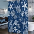 thumbnail image 3 of Marine Life Shower Curtains for Bathroom, Starfish Coral Shell Gradient Navy Blue Ocean Washable Fabric Shower Curtain with Hooks Waterproof Bathroom Decor Sets, 36 x 72 Inches, 3 of 9