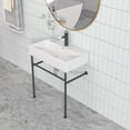 thumbnail image 3 of Kichae 30"x17"x5.7" White Console Sink Ceramic Bathroom Vanity Pedestal Sinks with Black Stainless Pedestal, 3 of 7