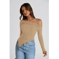 thumbnail image 4 of PRETTYGARDEN Women's Spring Long Sleeve Y2K Crop Top Trendy Off Shoulder Asymmetrical Fitted Knit Tee Shirts Going Out Tops, 4 of 8