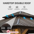 thumbnail image 2 of 12'x12' Hardtop Gazebo with Cedar Wood Frame, Galvanized Steel Double Roof, Curtains & Netting, Permanent Metal Pavilion for Patio, Backyard & Lawn, 2 of 7