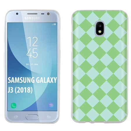 TalkingCase Slim Case Compatible for Samsung Galaxy J3 2018, J3/3rd Gen,V,Achieve,Star,Aura,Orbit,Scottish Grid Green Print,Soft Cover,USA