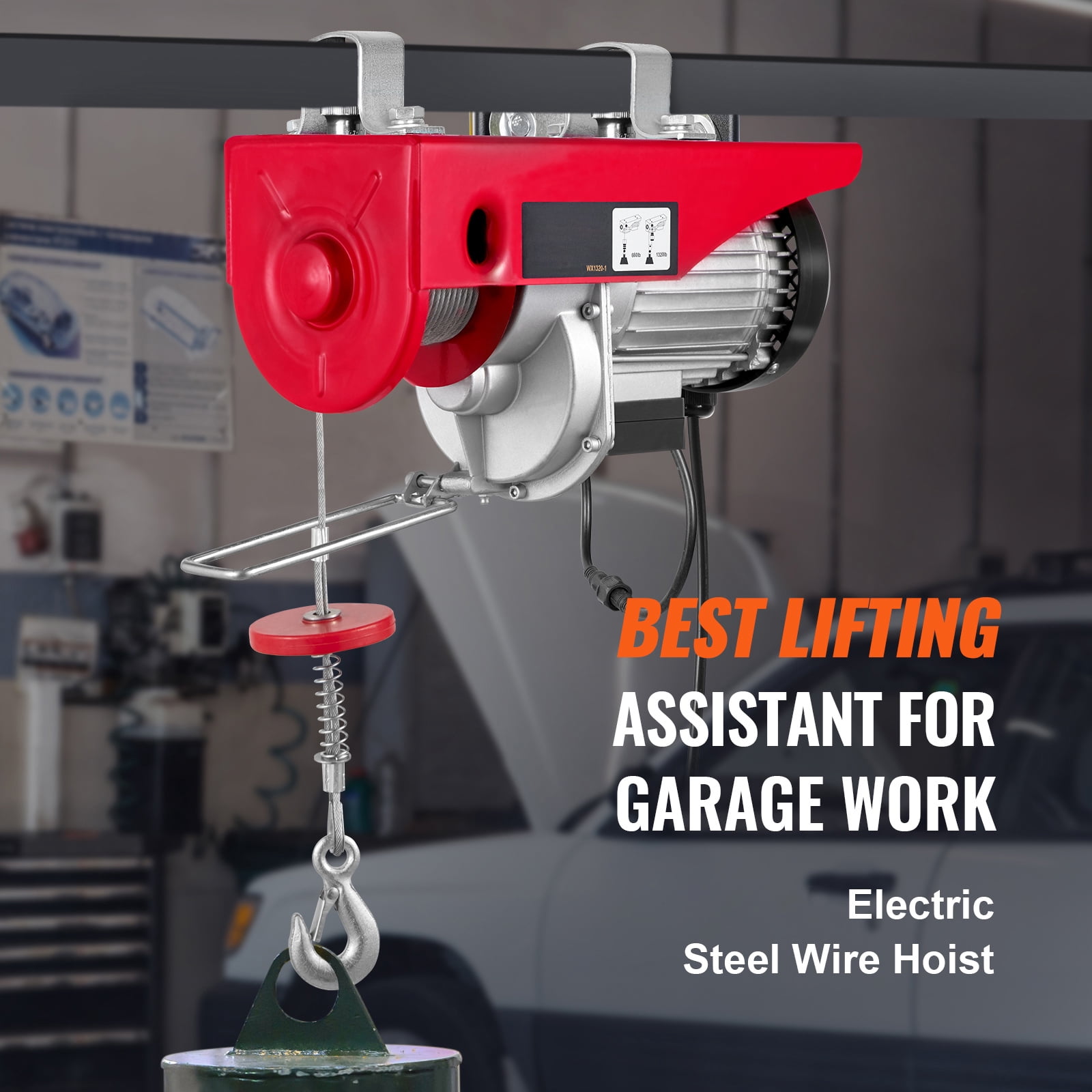 KFFKFF Electric Hoist 1320lbs Crane Winch with Wireless Remote Control 1150W 110V