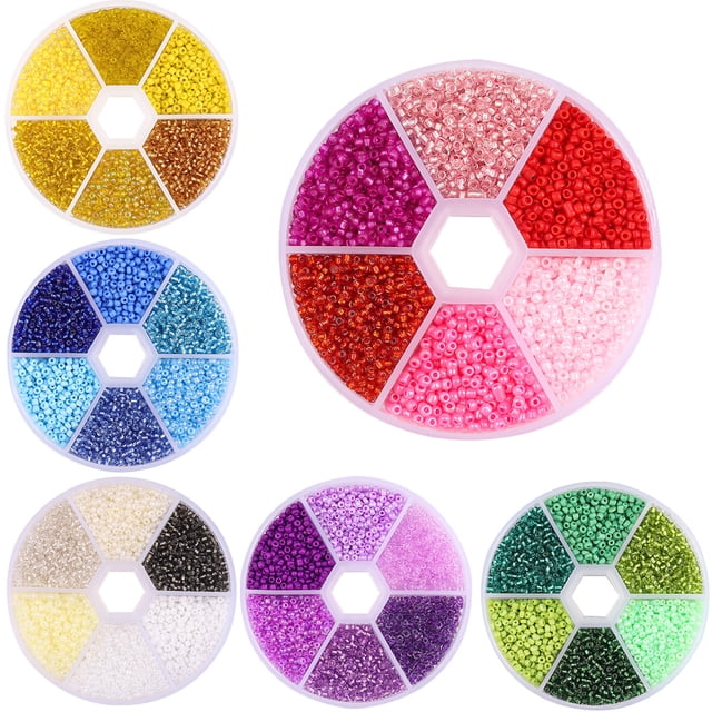 Cuentas de mijo de vidrio de Color sólido DIY, conjunto de cuentas de pintura de combinación de 6 colores, accesorios de joyería DIY--3MM Sincero Electrónica