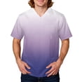 thumbnail image 2 of Domuza Mens Scrubs Top Tie-Dye Gradient Short Sleeve V Neck Work Uniform Loose Fit Soft Comfy Medical Scrub Tops with 3 Pockets White L, 2 of 5