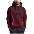 thumbnail image 3 of TOWED22 Men Hoodie Sweatshirt Casual Solid Color Hooded Sweater with Pockets Top Hoodie(Wine,XL), 3 of 9